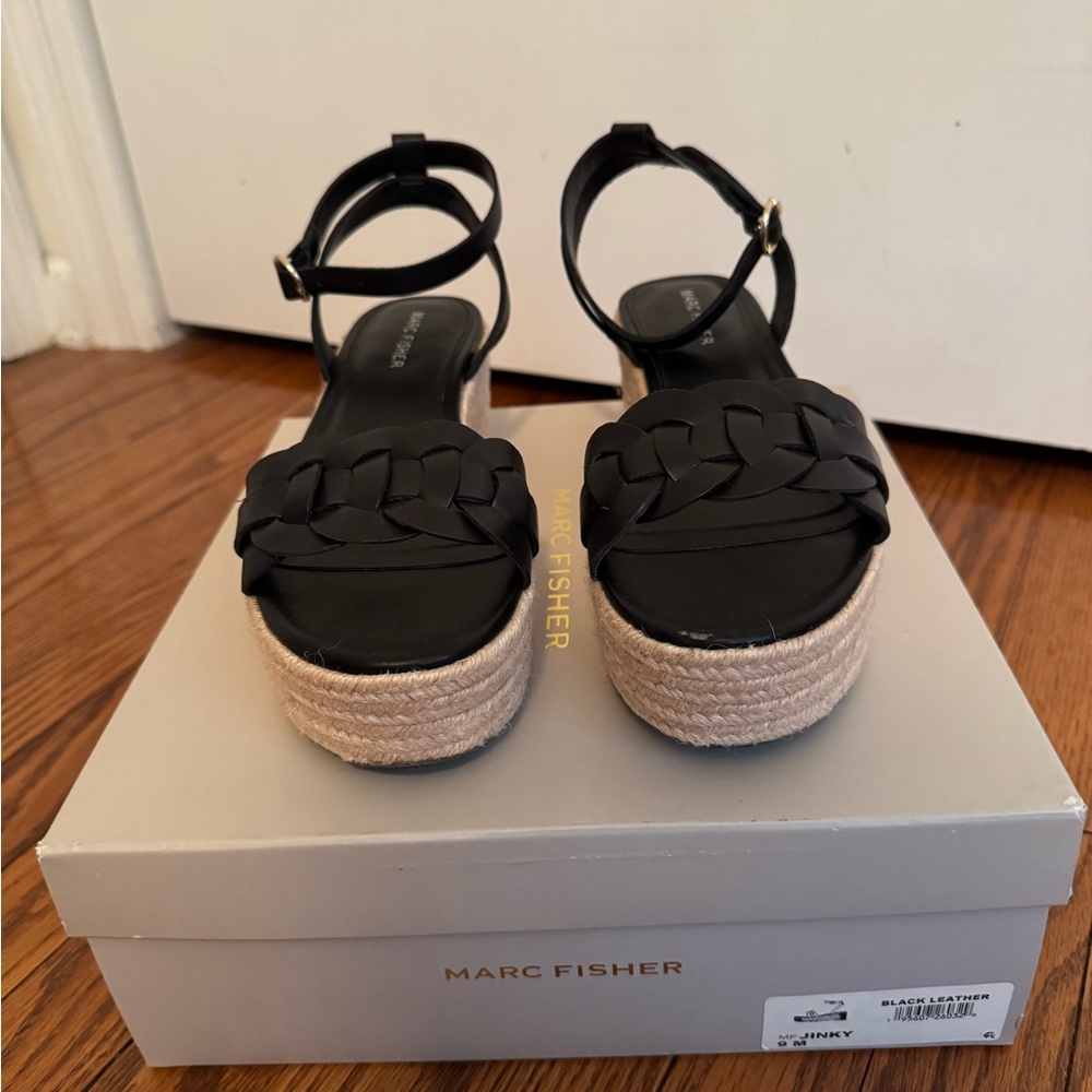 Marc Fisher Black Espadrille Platform Sandals